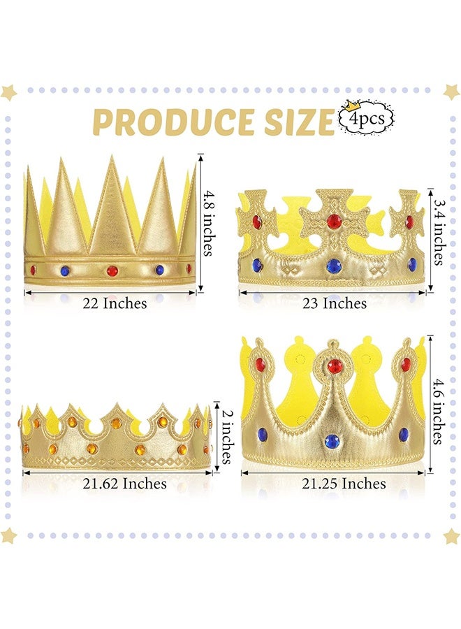 اتش واي 4 قطع أطفال هدية حزب الملك تاج ، قبعات حفلات قابلة للتعديل ، ملحق دعائم الأزياء (ذهبي) - Image 3