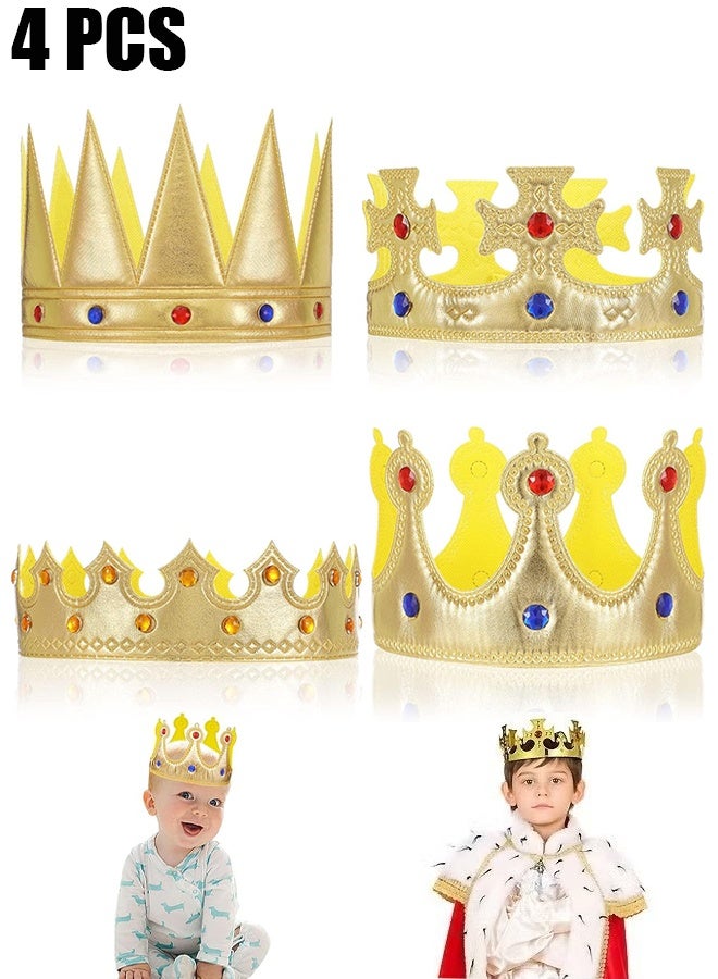 اتش واي 4 قطع أطفال هدية حزب الملك تاج ، قبعات حفلات قابلة للتعديل ، ملحق دعائم الأزياء (ذهبي) - Image 1