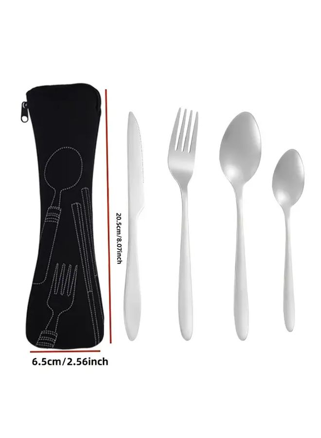 Black Reusable Outdoor Portable Cutlery Set For Camping Picnic Travel Dining - Image 3