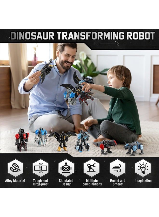 JONEG Transforming Robot Dinosaur Toys - Dinosaur Toys, 4-in-1 STEM Toy Dinosaur Transform to Robot Toys, 11 Shapes Transforming Toys for Kids, Birthday Gifts Age 5 6 7 8 9 10 Year Old, Black - Image 2