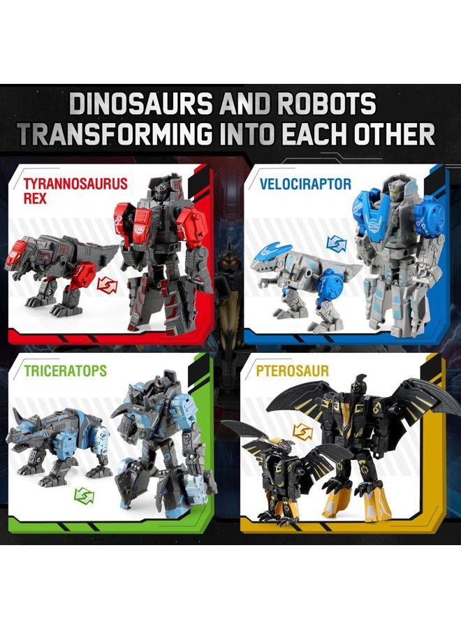 JONEG Transforming Robot Dinosaur Toys - Dinosaur Toys, 4-in-1 STEM Toy Dinosaur Transform to Robot Toys, 11 Shapes Transforming Toys for Kids, Birthday Gifts Age 5 6 7 8 9 10 Year Old, Black - Image 3