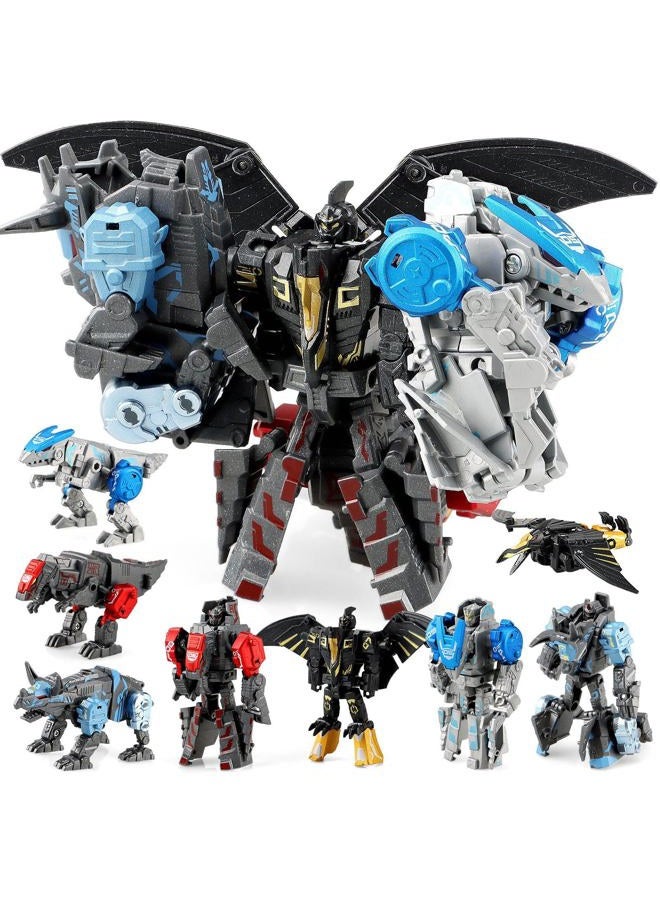JONEG Transforming Robot Dinosaur Toys - Dinosaur Toys, 4-in-1 STEM Toy Dinosaur Transform to Robot Toys, 11 Shapes Transforming Toys for Kids, Birthday Gifts Age 5 6 7 8 9 10 Year Old, Black - Image 1