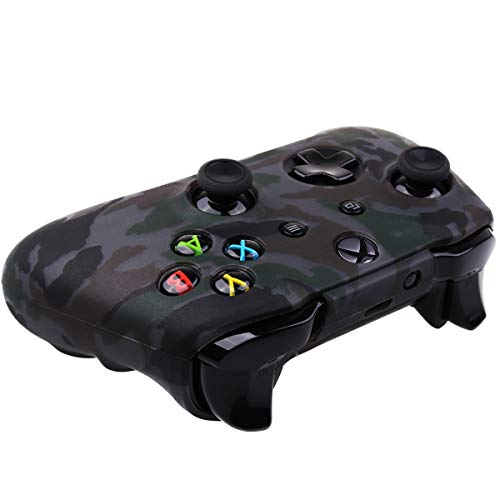YoRHa Water Transfer Printing Camouflage Silicone Cover Skin Case for Microsoft Xbox One X & Xbox One S Controller x 2(Grey&White) with PRO Thumb Grips x 8 - Image 5