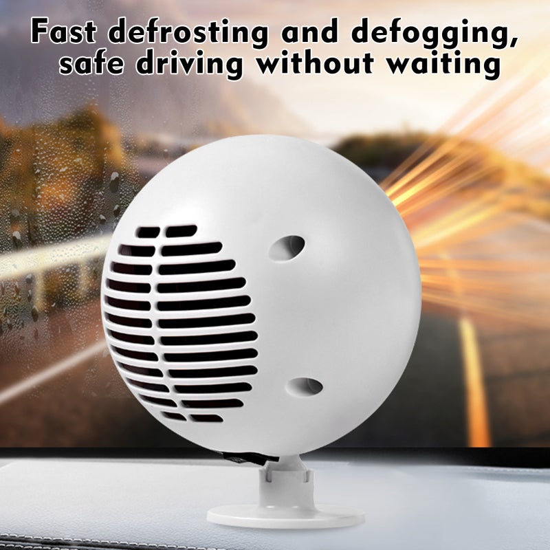 Portable Car Heater 12V Black 3 Seconds Fast Heating Dual Mode Hot Cold - PTC Ceramic Safe Uniform Heating Defogger Heater Fan for Vehicle Windshield Defogging Winter Warming Summer Cooling - Image 4