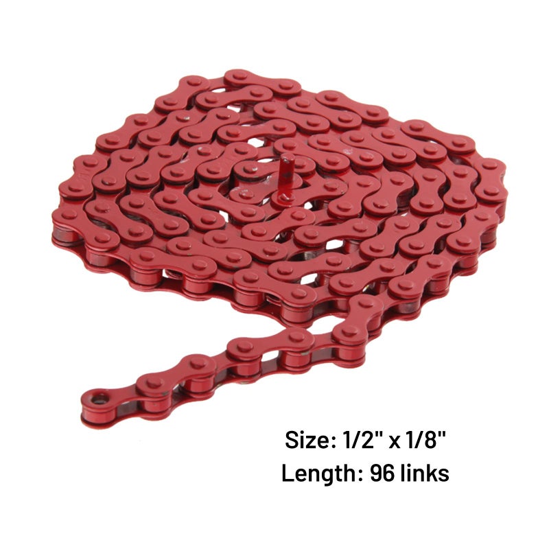 Bike Chain Fixed Gear Track BMX Single Speed Chains 1/2" x 1/8" Red - Image 3