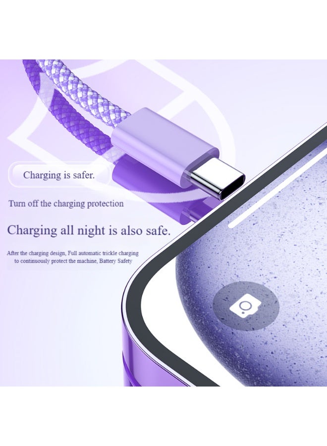 Oldzhan type C To type-C Super Fast Charging Cable 1M For iPhone 16/15, iPad, Macbook, Samsung (purple) - Image 3