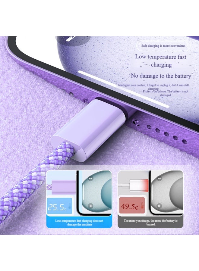 Oldzhan type C To type-C Super Fast Charging Cable 1M For iPhone 16/15, iPad, Macbook, Samsung (purple) - Image 2
