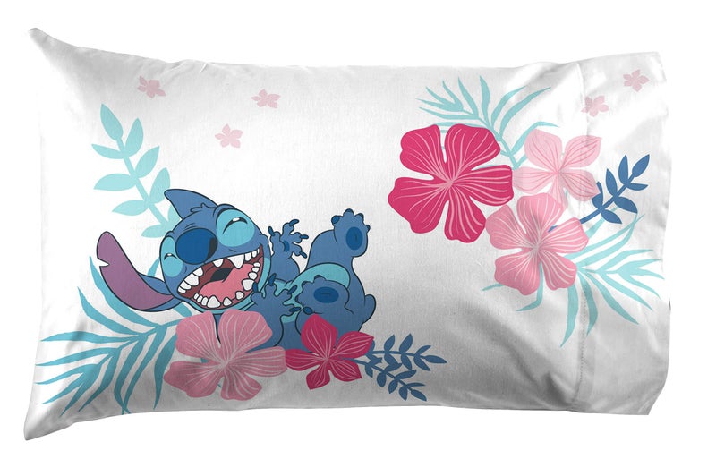 Jay Franco Kids Sheet Set with Fitted, Flat Sheets & Pillow Cover - Ultra-Soft Bedding with Pillowcase for Room Decor, Pink - Lilo & Stitch, 4 Piece Full - Image 3