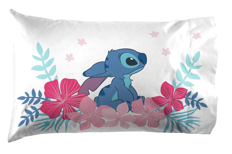 Jay Franco Kids Sheet Set with Fitted, Flat Sheets & Pillow Cover - Ultra-Soft Bedding with Pillowcase for Room Decor, Pink - Lilo & Stitch, 4 Piece Full - Image 2