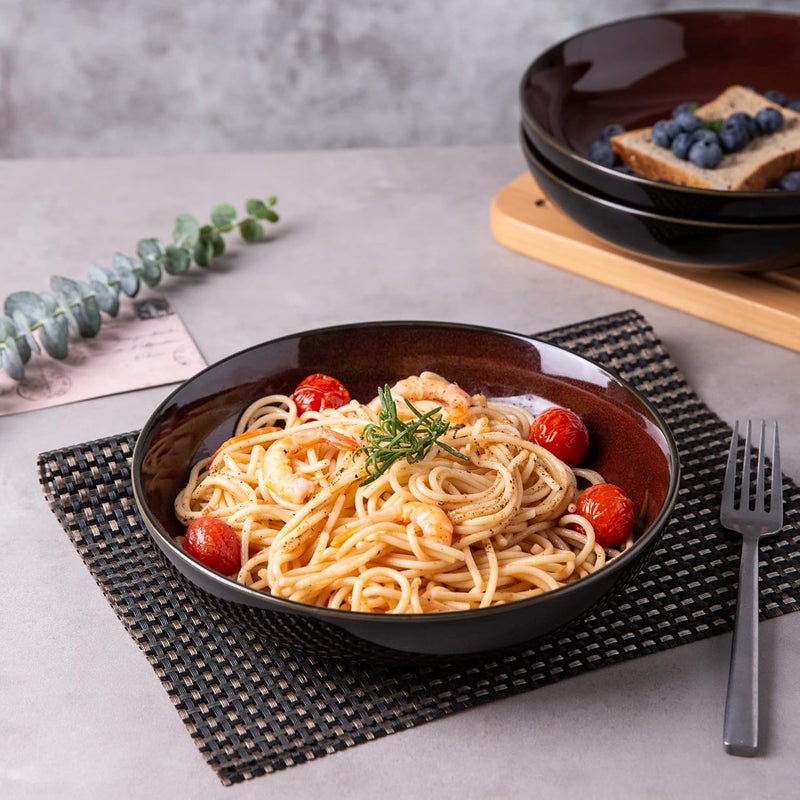 LERATIO Pasta BowlsCeramic 38oz Pasta Bowls90 Reactive Glaze Pasta Bowl Set of 6Microwave  DishwasherOven SafeLarge Wide Serving Bowls for Salad DessertPizzaFruit Red - Image 5
