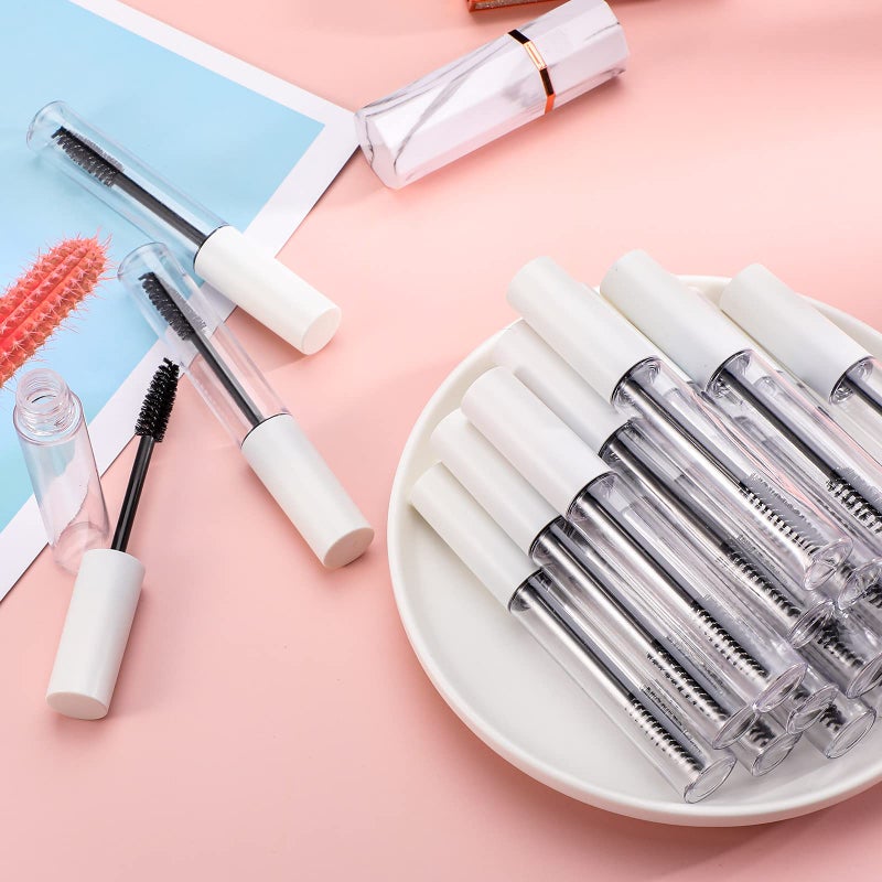 Maitys 30 Pieces 10 ml Empty Mascara Tubes Eyelash Wand Refillable Clear Bottles Cream Container with 4 Pieces Transparent Funnels Transferring Castor Oil for DIY Cosmetics (Matte White) - Image 4