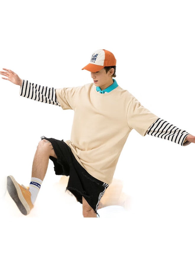 GENIOLAMODE Men'S Summer Cotton Round Neck Simple All-Match Casual Short Sleeve T-Shirt Black L - Image 1