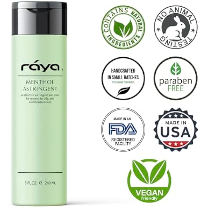 RAYA Menthol Astringent 8 oz (203) | Effective Facial Toner for Combination and Partially Oily Skin Prone to Break-Outs | Helps Refine, Tighten, and Protect pH Balance | Cools, Refreshes and Soothes - Image 5