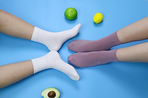 SERISIMPLE Women Thin Viscose Bamboo Socks Crew Lightweight Above Ankle Casual Dress Sock For Ladies Bootie Trouser 5 Pairs (Assorted5, Medium) - Image 5