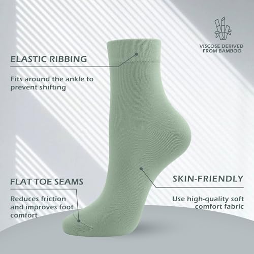 SERISIMPLE Women Thin Viscose Bamboo Socks Crew Lightweight Above Ankle Casual Dress Sock For Ladies Bootie Trouser 5 Pairs (Assorted5, Medium) - Image 2