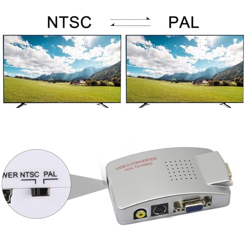PremiumAV VGA to AV RCA Composite and S-Video Converter Box – 1080p PC to TV Video Adapter with USB Power – Supports PAL NTSC – Plug & Play Signal Converter for Monitor, Projector, TV - Image 2