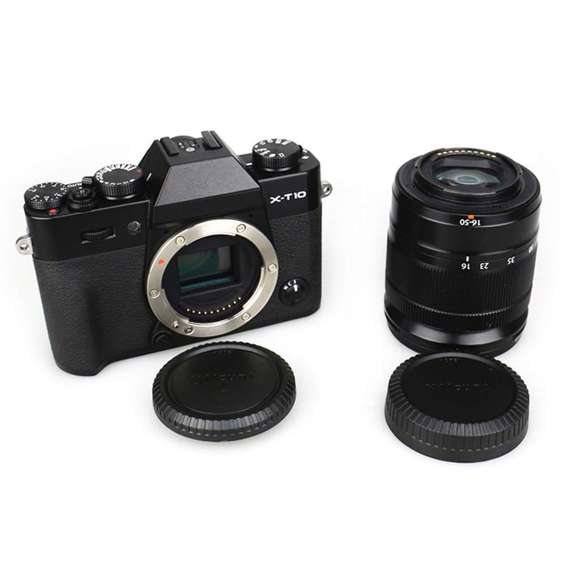 JJC 2-Pack Body Cap & Rear Lens Cover Kit for Fuji Fujifilm X-E5 X-M5 X-T50 X-T30 III II XT30 X-T20 X-T5 X-T4 X-T3 X-T2 X-E4 X-E3 X-S20 X-S10 X-T10 X-T200 X-A7 X-A5 X-PRO3 & More X Mount Camera & Lens - Image 3