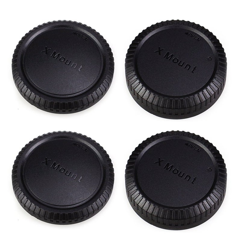 JJC 2-Pack Body Cap & Rear Lens Cover Kit for Fuji Fujifilm X-E5 X-M5 X-T50 X-T30 III II XT30 X-T20 X-T5 X-T4 X-T3 X-T2 X-E4 X-E3 X-S20 X-S10 X-T10 X-T200 X-A7 X-A5 X-PRO3 & More X Mount Camera & Lens - Image 2