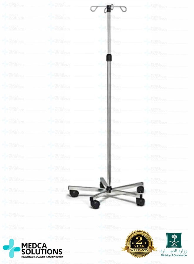 Medca Solutions IV Stand – Adjustable Height – Stainless Steel – Hospital Grade - Image 1