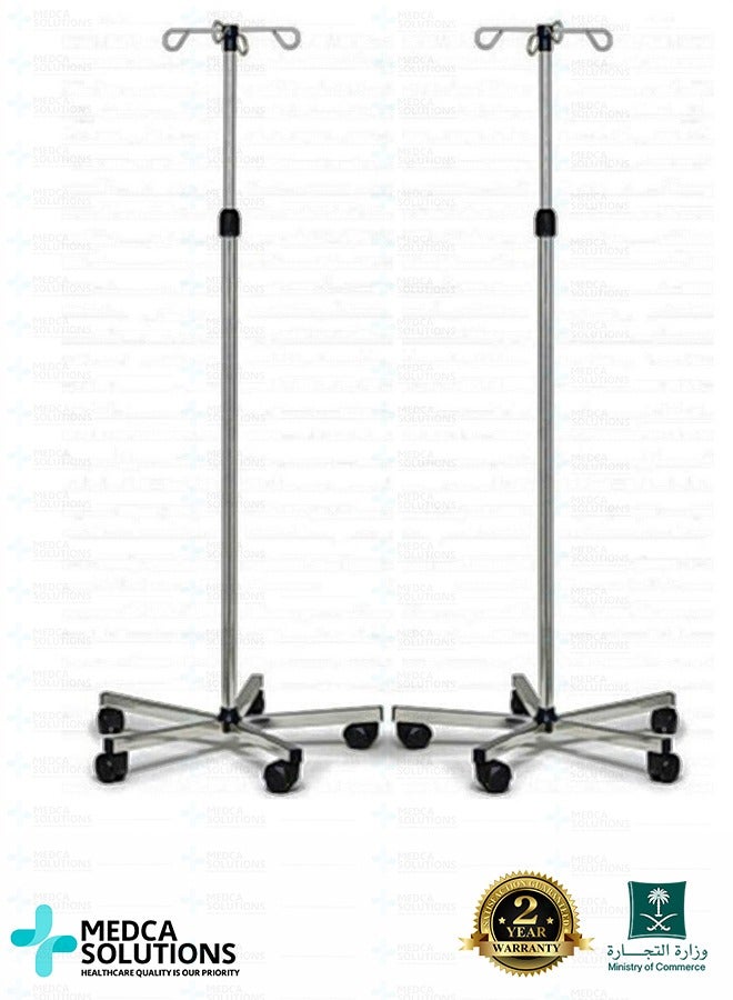 Medca Solutions IV Stand – Adjustable Height – Stainless Steel – Hospital Grade - Image 2
