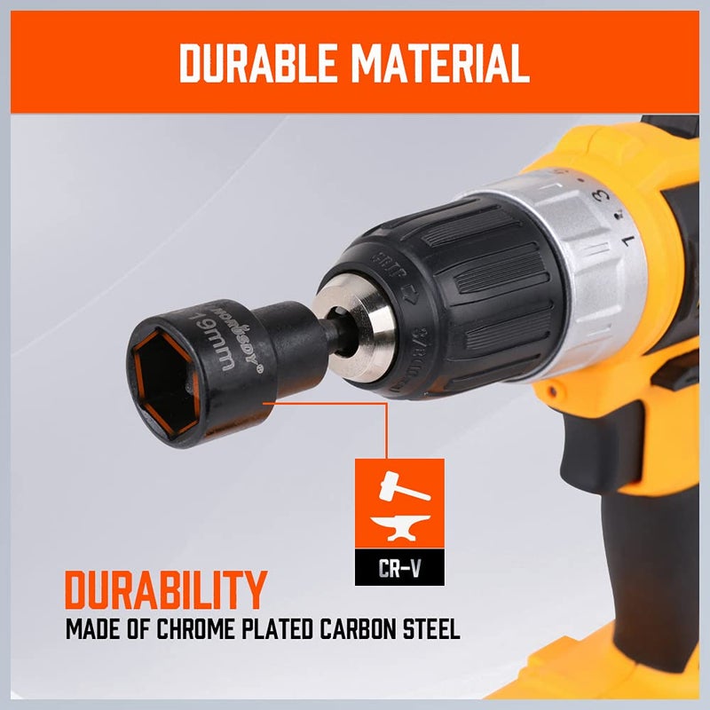 HORUSDY 2-Pieces RV Leveling Scissor Jack Socket Drill Adapter, 1/4 Inch Hex Shank, Fits 3/4 Inch or 19mm Hex Drive Jacks - Image 5