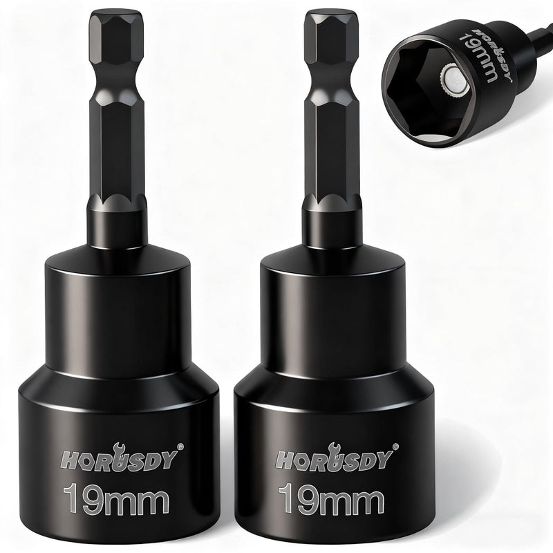 HORUSDY 2-Pieces RV Leveling Scissor Jack Socket Drill Adapter, 1/4 Inch Hex Shank, Fits 3/4 Inch or 19mm Hex Drive Jacks - Image 1