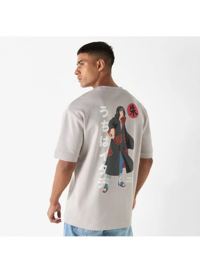 SP Characters Anime Print Crew Neck T-shirt with Short Sleeves