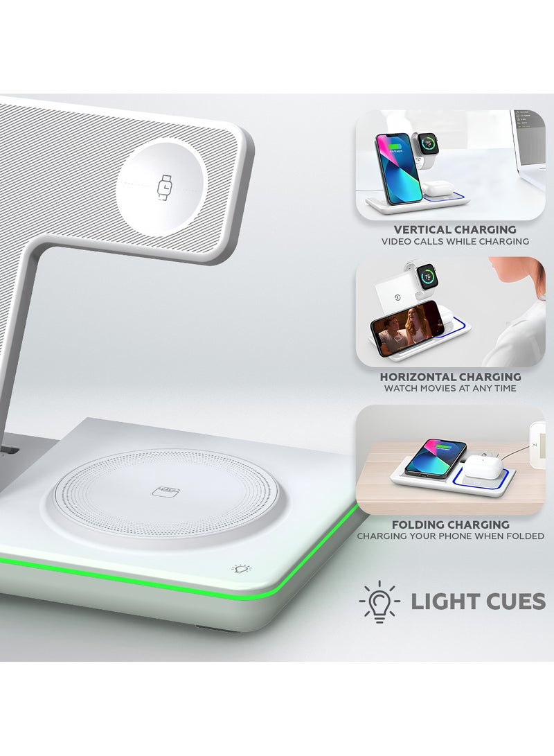 AMROAH 3 in 1 Wireless Charging Station, Fast Wireless Charger Stand for Phone Apple iPhone 16 15 14 13 12 11 X Pro Max AirPods iWatch 8 7 6 5 4 Samsung Galaxy S, Apple iphonWhite - Image 5