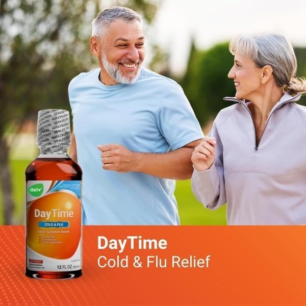 AXIV Daytime MultiSymptom Day Relief for Cold Cough and Flu Symptom NonDrowsy Alcohol Free Cold  Flu Relief Liquid Medicine 12 FL OZ - Image 5