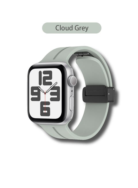 Soft Silicone Sport Watch Band with Magnetic Buckle Fits Apple Watch Ultra 2/Ultra Series 9/8/SE 2nd Gen/7/SE/6/5/4/3/2/1 Compatible with 42/44/45/49mm Case Sizes Also Compatible with Series 10 with 46mm Case Size