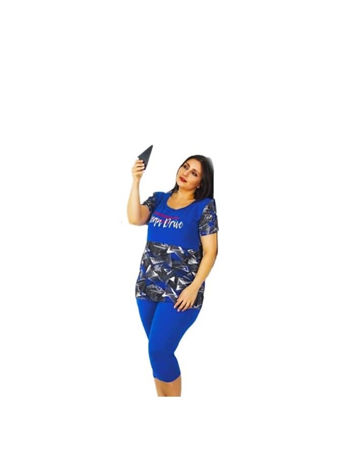 Teknur Women's Pajama Set – One Size Fits S-M-L, Made from Cotton & Lycra for Ultimate Comfort and a Stylish Look, Made in Turkey  - Image 1