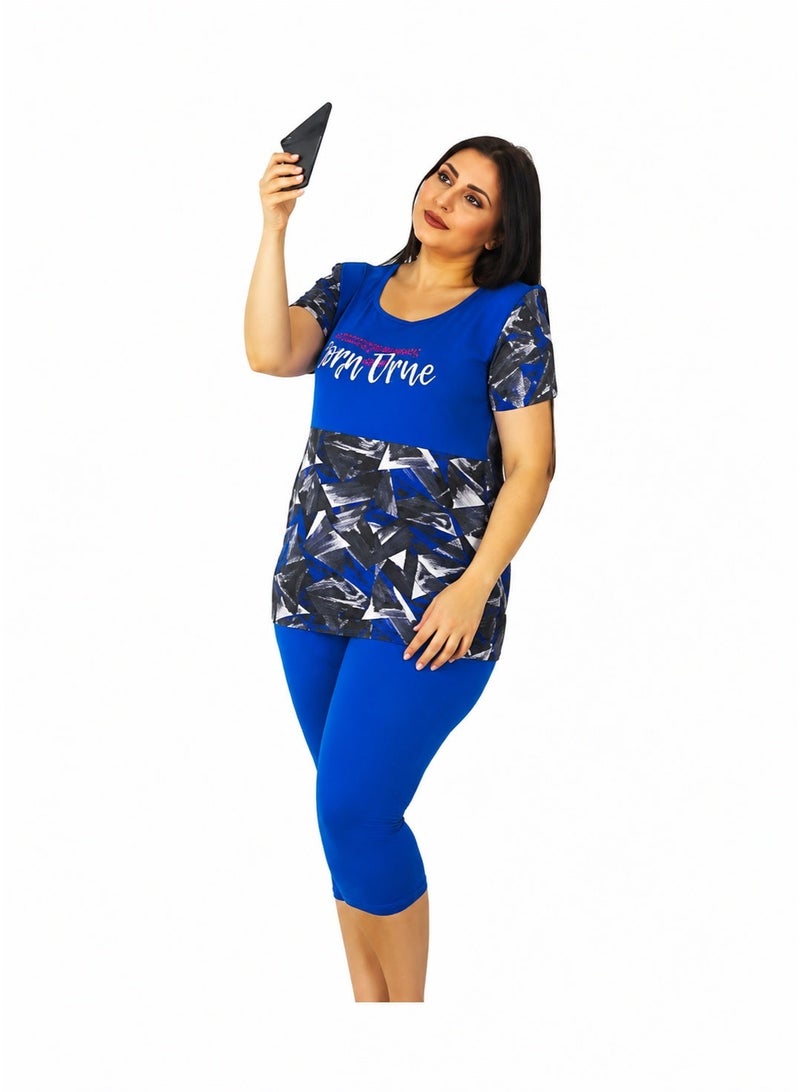 Teknur Women's Pajama Set – One Size Fits S-M-L, Made from Cotton & Lycra for Ultimate Comfort and a Stylish Look, Made in Turkey - Image 2