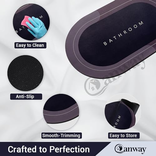 CANWAY® 2 Pieces 3 mm Rubber Bath Mat (40x60 cm, Dark Grey) | Anti-Skid Non-Slip Bathroom Floor Mat | Quick Dry Super Absorbent Soft Door Mat for Home & Shower - Image 5
