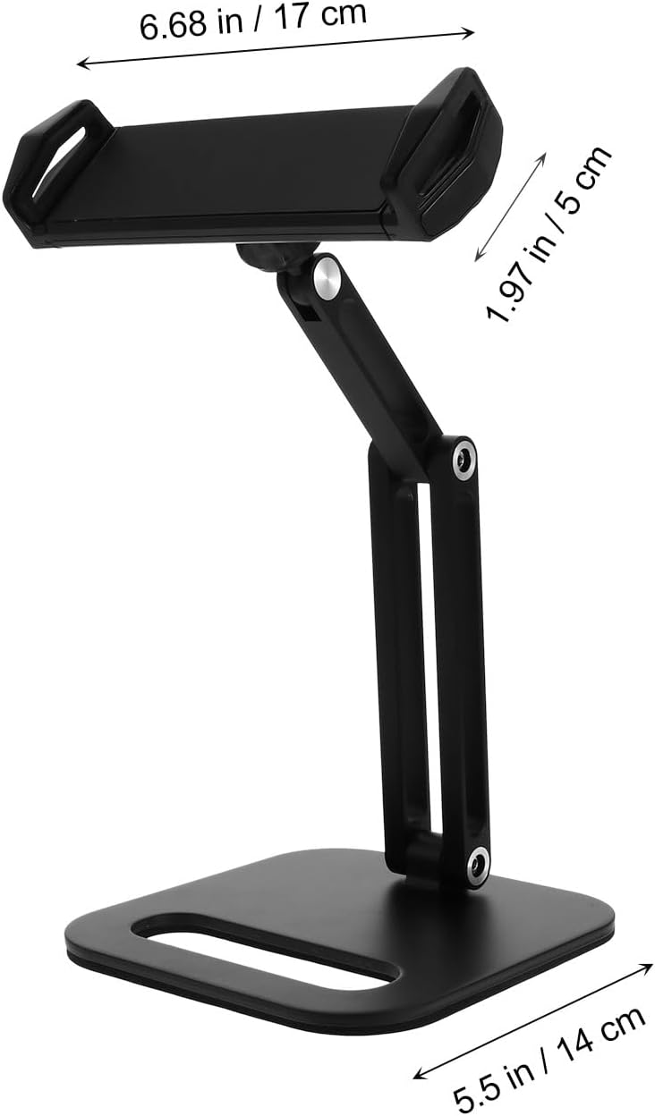 Adjustable Folding Tablet PC and Phone Holder Stand for Desktop Use, Multi-Angle Rotating Support Rack for Live Streaming and Office, Black - Image 2
