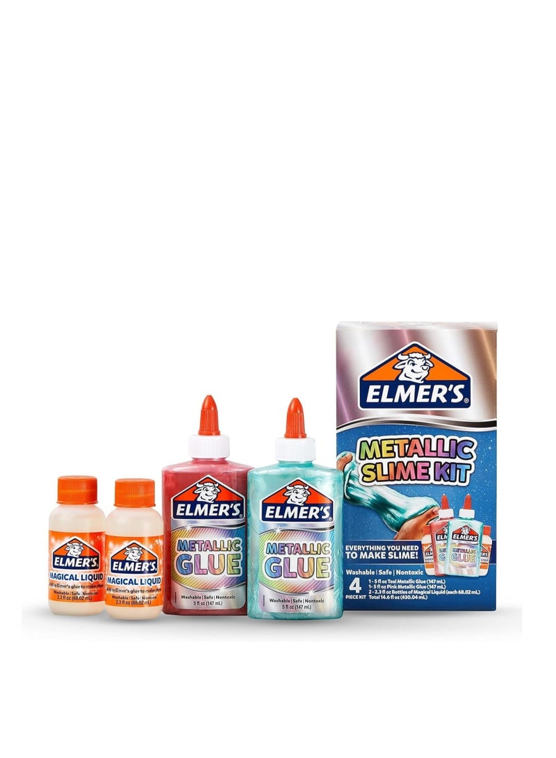 Elmers طقم سلايم من إلمر | مستلزمات السلايم تشمل غراء إلمر المعدني، سائل تفعيل السلايم السحري من إلمر، طقم مكون من 4 قطع - Image 1