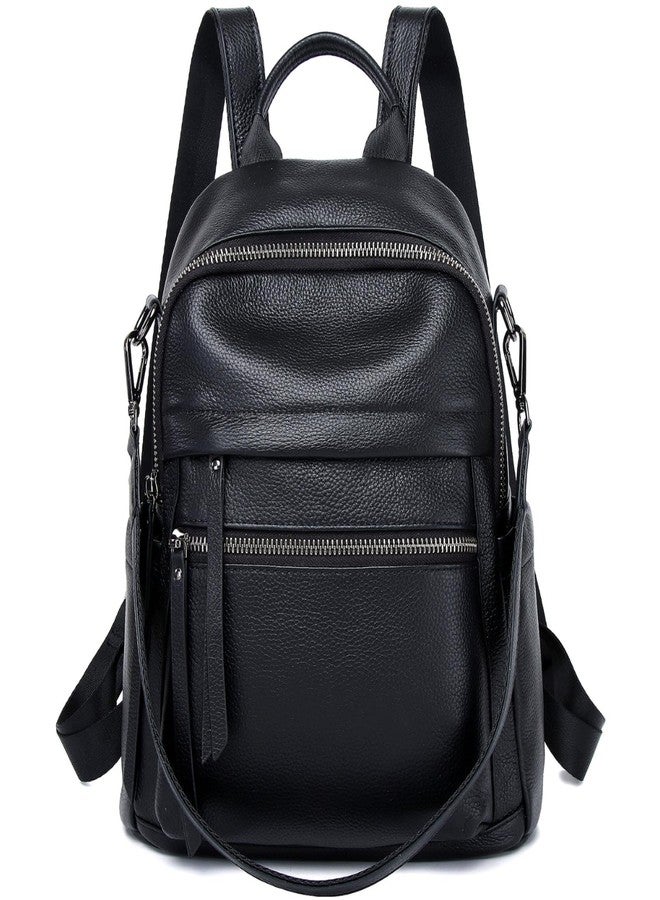Wesccimo Genuine Leather Backpack Purse For Women Black Real Soft Leather Convertible Ladies Daypack Shoulder Bag - Image 1