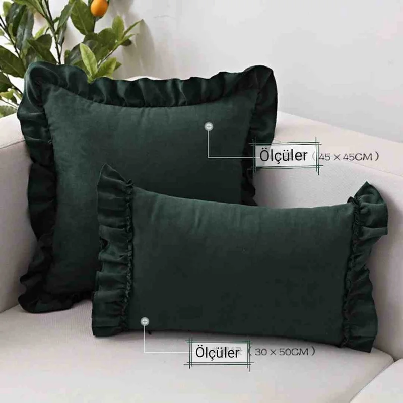 Ayzen Home Decorative Frilly 1 Velvet Cushion Cover