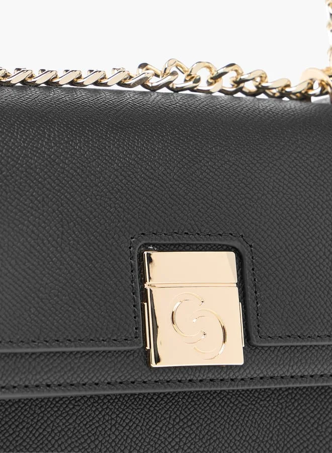 سيليست Solid Crossbody Bag with Chain Strap and Flap Closure