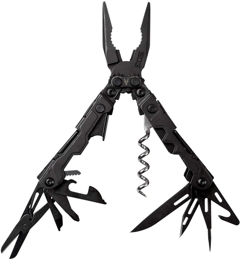 SOG PowerLitre Mini Utility Multi-Tool w/ 19 Lightweight Tools, Compact 5 Inch Long Utility Tool with Knife, Screwdriver, Hex Bit Holder, Black - Image 1