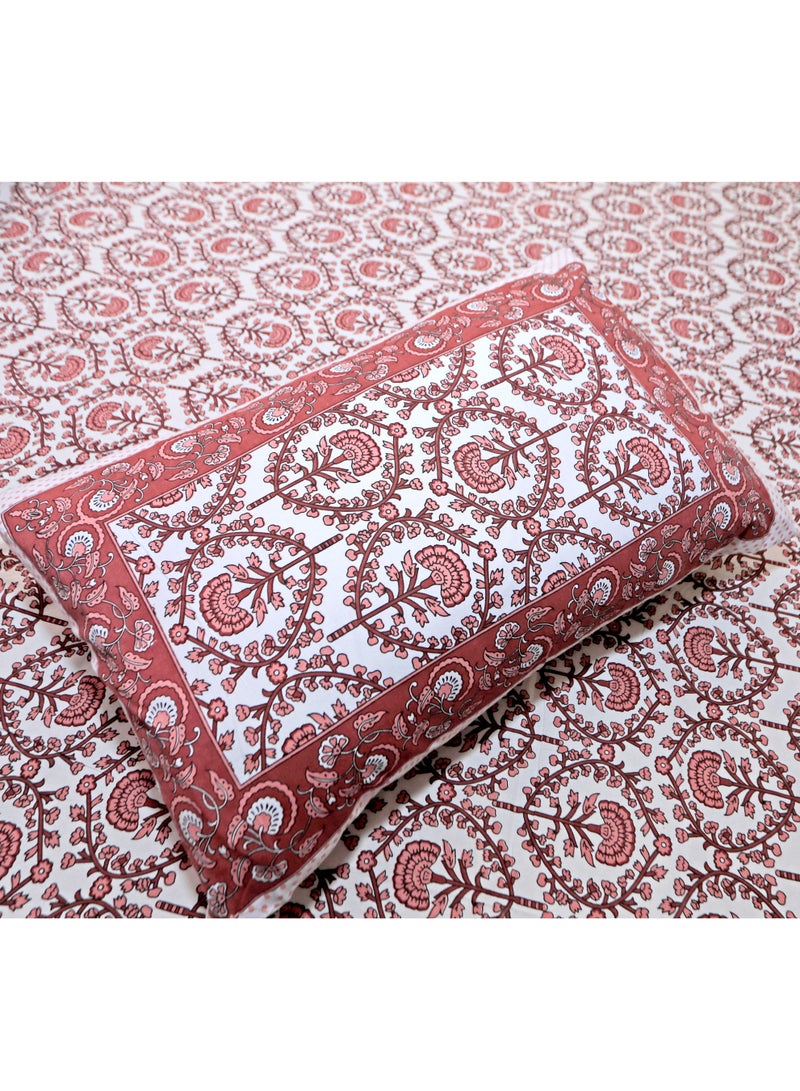 سكين PAHI Pure Cotton Hand Block Bedsheet, King size, FLORAL BEDSHEET, 228/278 CMS, HAND BLOCK PRINTED, JAIPURI - Image 3