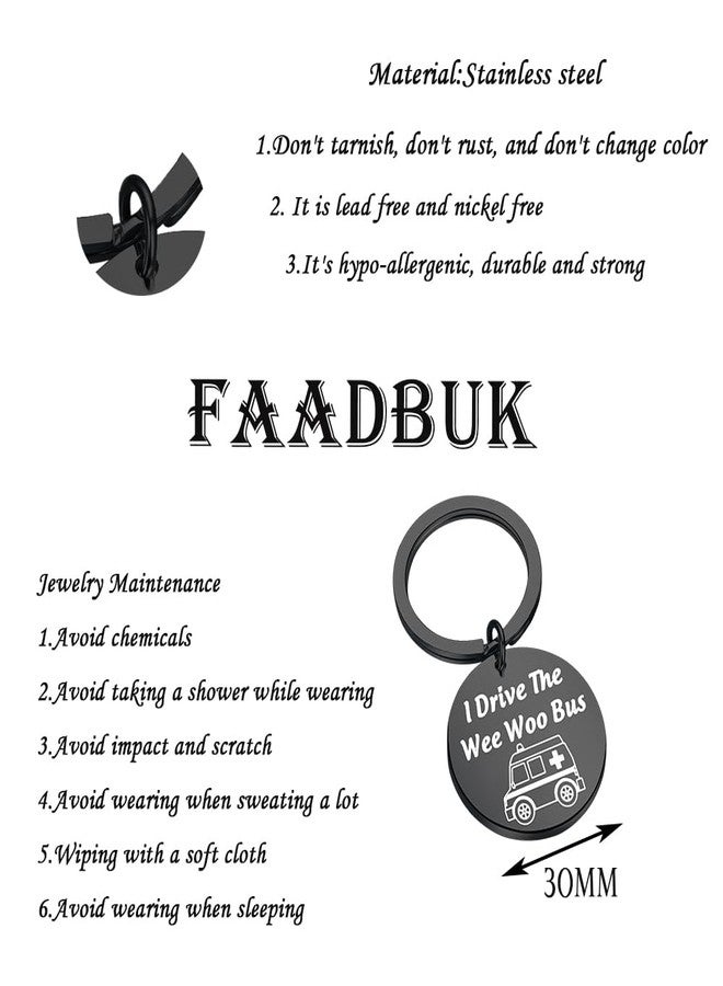 FAADBUK سلسلة مفاتيح سائق سيارة إسعاف FAADBUK، هدية للمستجيبين، أنا أقود حافلة وي وو، تعليقة مركبة طوارئ، هدية لممرضة طوارئ (حافلة وي وو سوداء) - Image 2
