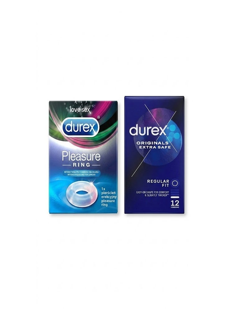 Durex Extra Safe Regular Fit Condoms (12s) + Durex Pleasure Ring Combo Pack - Image 1