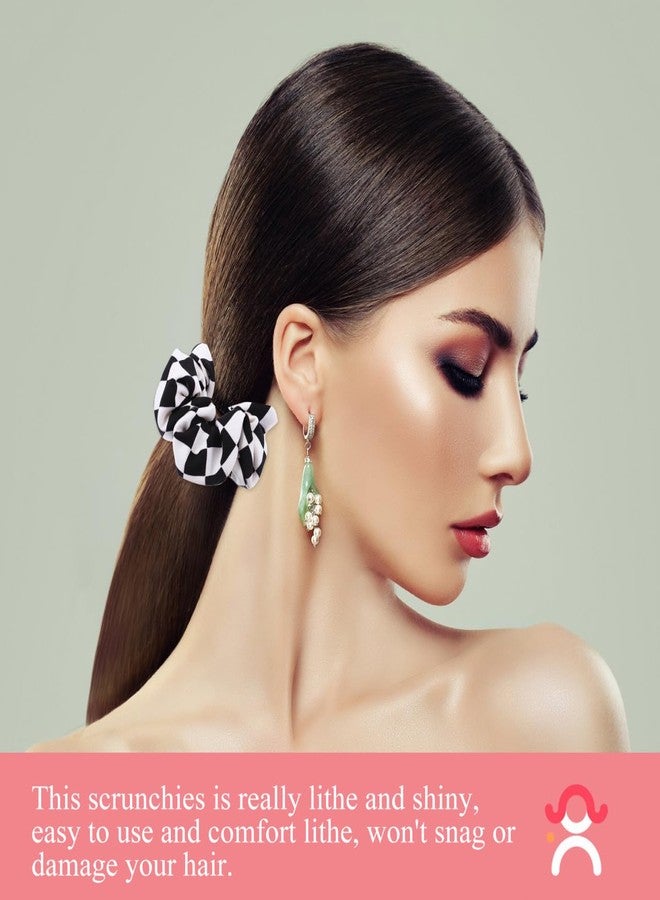 Amosfun 2Pcs Black and White Plaid Scrunchies - Checkered Elastic Ponytail Holders, Hair Ties, and Wrist Bobbles for Headwear Accessories - Image 5