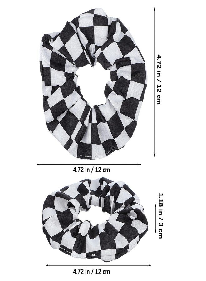 Amosfun 2Pcs Black and White Plaid Scrunchies - Checkered Elastic Ponytail Holders, Hair Ties, and Wrist Bobbles for Headwear Accessories - Image 2