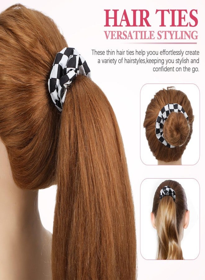 Amosfun 2Pcs Black and White Plaid Scrunchies - Checkered Elastic Ponytail Holders, Hair Ties, and Wrist Bobbles for Headwear Accessories - Image 3