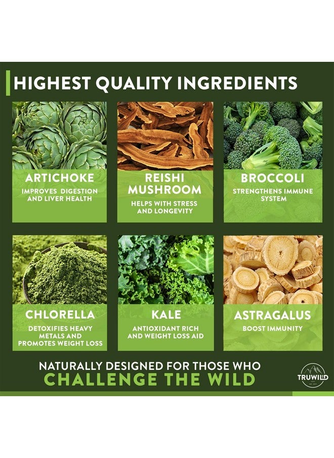TRUWILD Greens Superfood Juice Powder W/ 22+ Greens & Antioxidants Green Juice Powder Natural Immune Stress Digestion Support Powder 20 Servings1 Pack  - Image 5