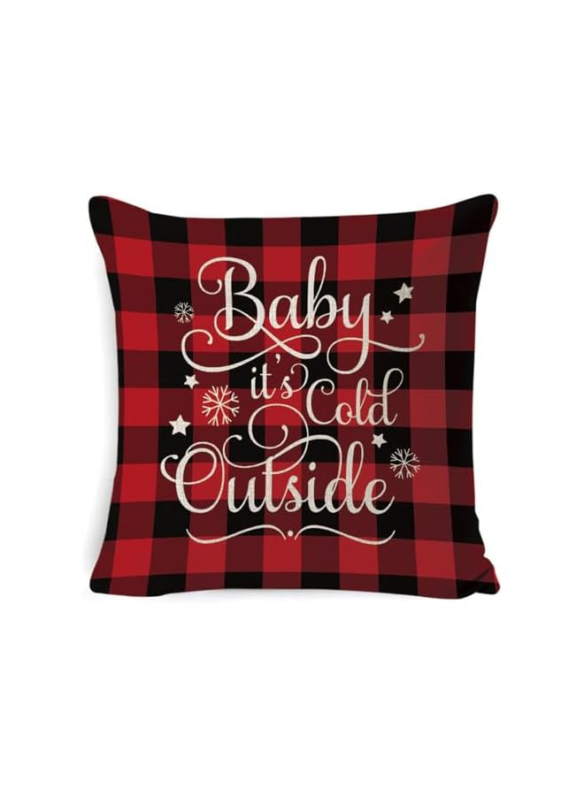 The Bros أغطية وسائد زينة عيد الشكر وعيد الميلاد 4 قطع، غطاء وسادة من الكتان للكنبة، زينة منزلية شتوية، هدايا خريفية، غزلان، رقاقات ثلج، أشجار عيد الميلاد - Image 3