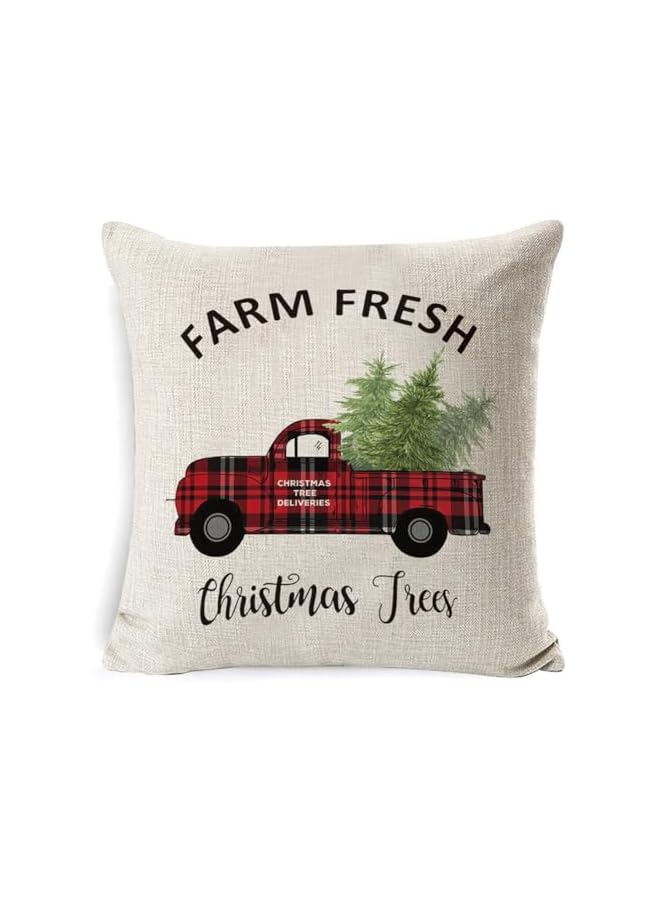 The Bros أغطية وسائد زينة عيد الشكر وعيد الميلاد 4 قطع، غطاء وسادة من الكتان للكنبة، زينة منزلية شتوية، هدايا خريفية، غزلان، رقاقات ثلج، أشجار عيد الميلاد - Image 5