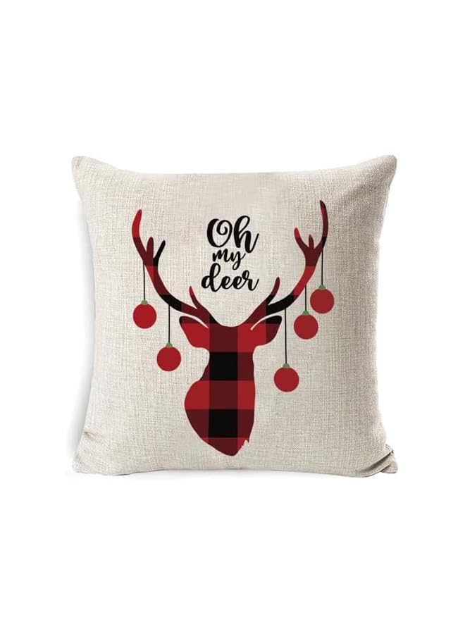 The Bros أغطية وسائد زينة عيد الشكر وعيد الميلاد 4 قطع، غطاء وسادة من الكتان للكنبة، زينة منزلية شتوية، هدايا خريفية، غزلان، رقاقات ثلج، أشجار عيد الميلاد - Image 4