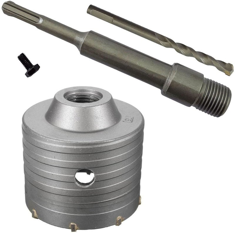 Inditrust مثقاب حائط خرسانة SDS شنك مع منشار ثقب، قضيب توصيل 200 مم (مثقاب 75 مم مع قضيب 200 مم) - Image 1